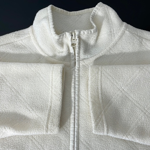 Ivory White Fleece Zip Front Lightweight Cardigan Jacket Blazer - Picture 11 of 13